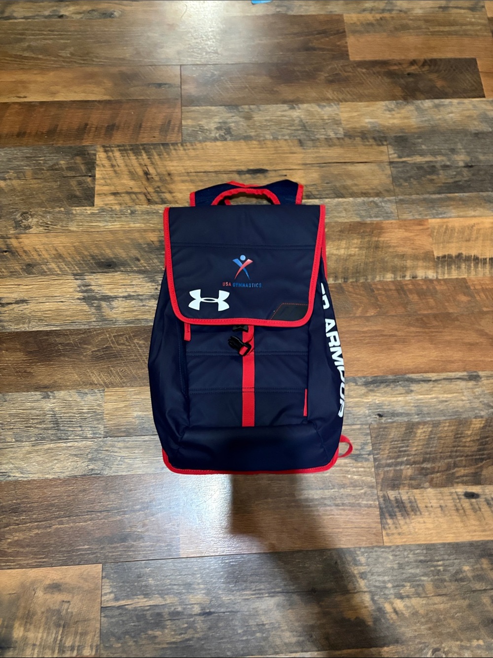 Under Armour Navy Backpack USA Gymnastics with Red Trim and Logo